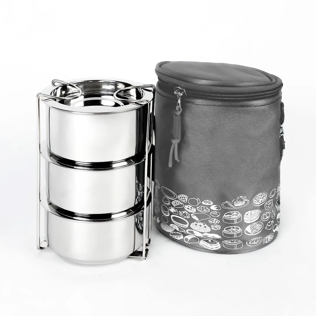 USHA SHRIRAM Insulated Stainless Steel Lunch Box with Bag Bottle(950ml) Combo| Insulation For Hot & Cold Food Beverage | Gift Set | Stackable & Leak Proof | Lunch Box for Kids & Adults | Easy to Carry (Tiffin Box - 950ml Copper Bottle)