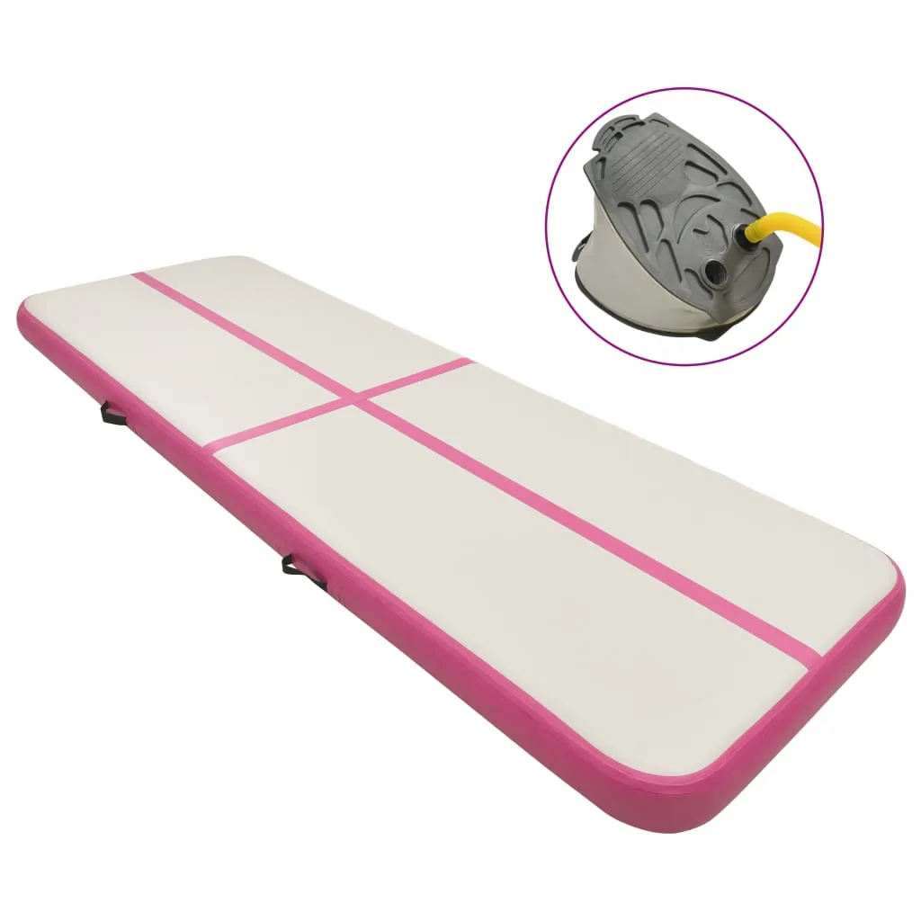 vidaXL Inflatable Gymnastics Mat with Pump 300x100x20 cm PVC Pink