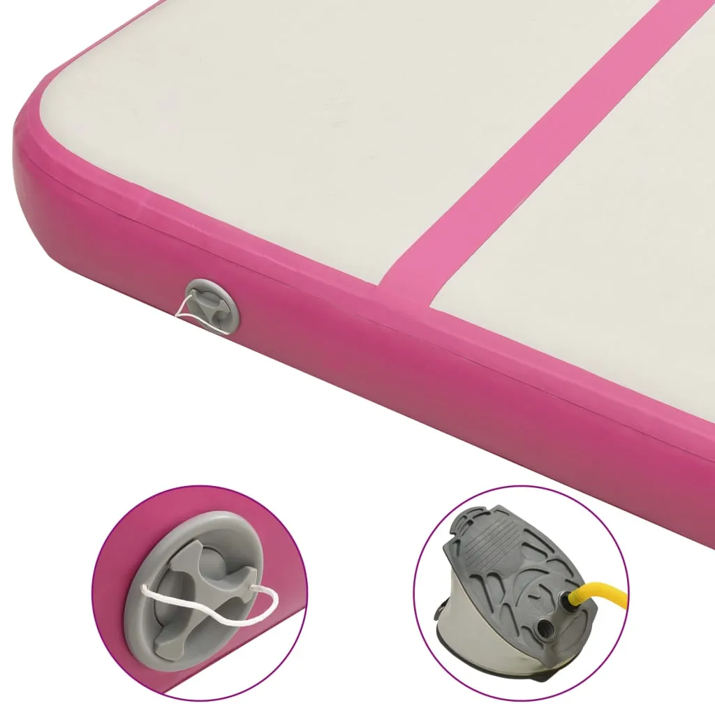 vidaXL Inflatable Gymnastics Mat with Pump 300x100x20 cm PVC Pink