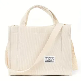 Vintage Corduroy Tote Stylish Crossbody for Work School  Travel
