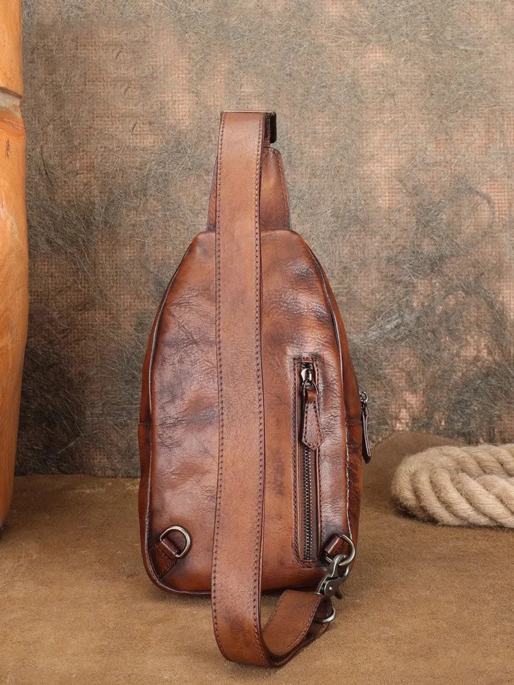 Women Genuine Leather Chest Bag Leather Sling Crossbody Bag