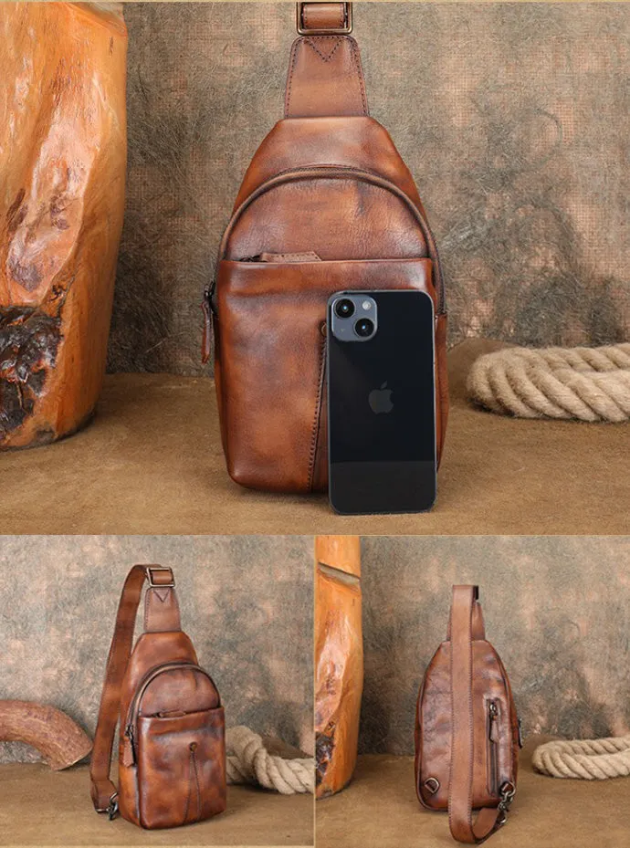 Women Genuine Leather Chest Bag Leather Sling Crossbody Bag