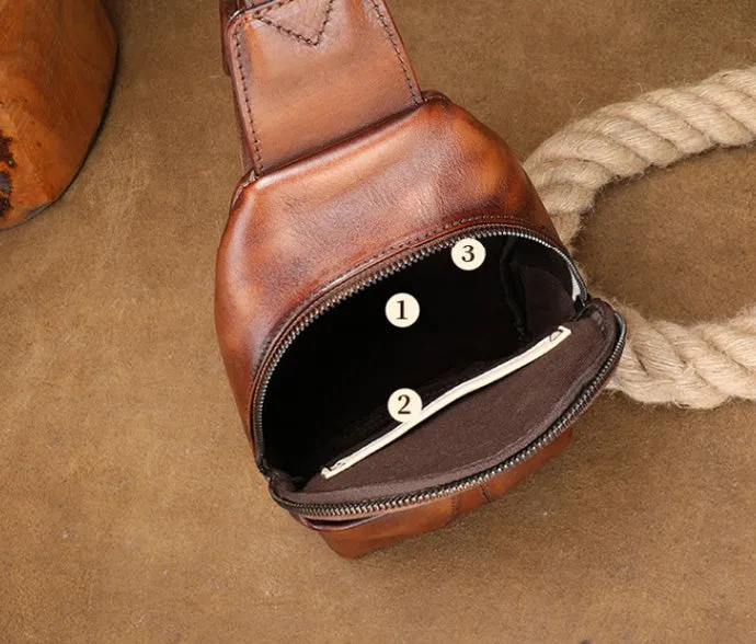 Women Genuine Leather Chest Bag Leather Sling Crossbody Bag