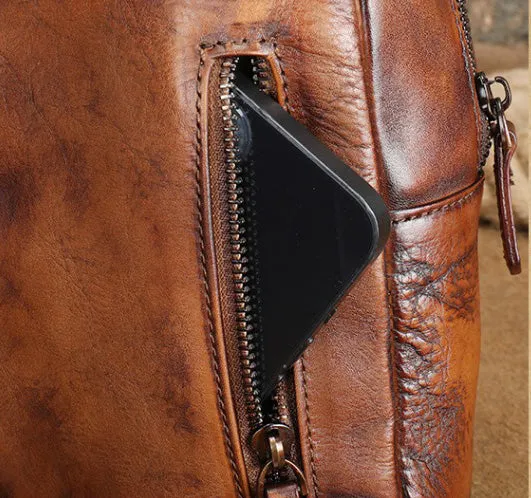 Women Genuine Leather Chest Bag Leather Sling Crossbody Bag