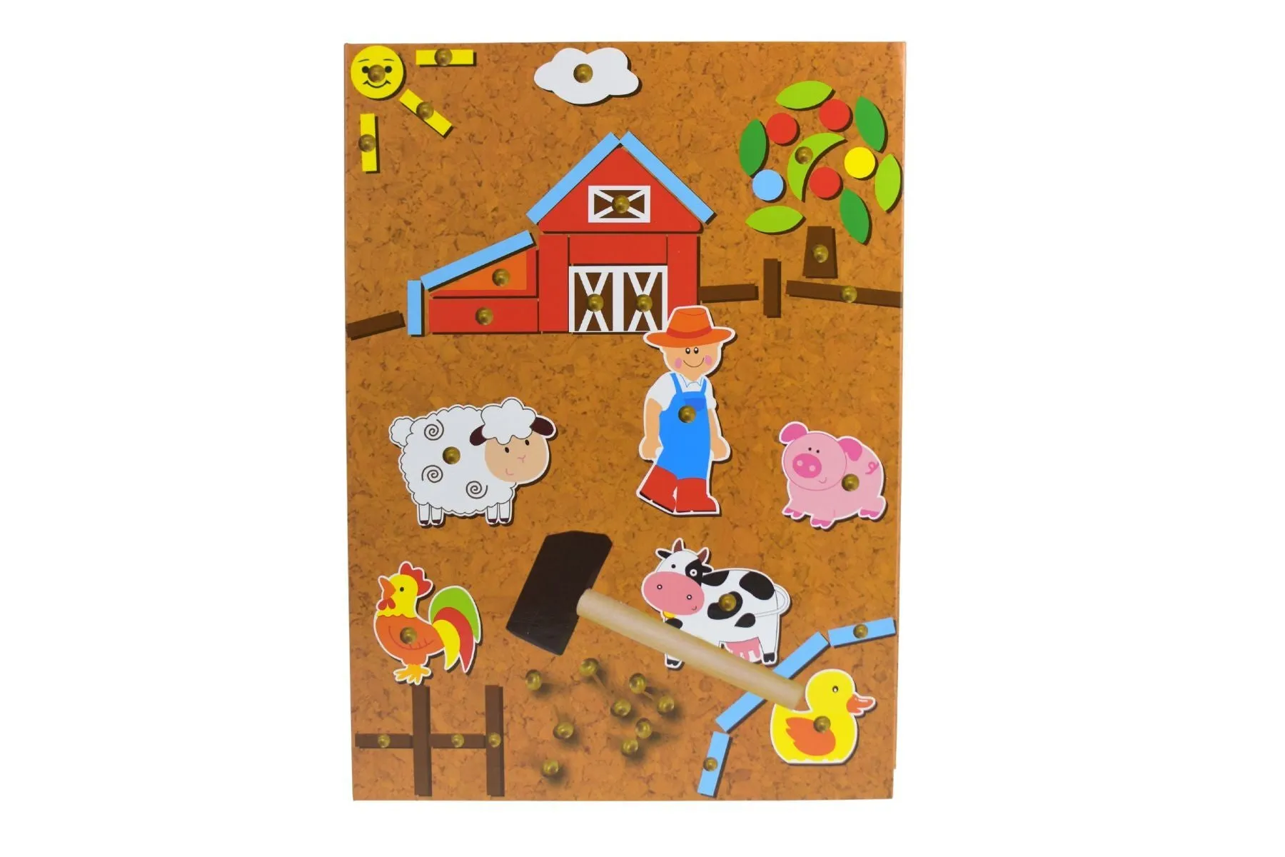 Wooden Pin-Cork Toys - Farm